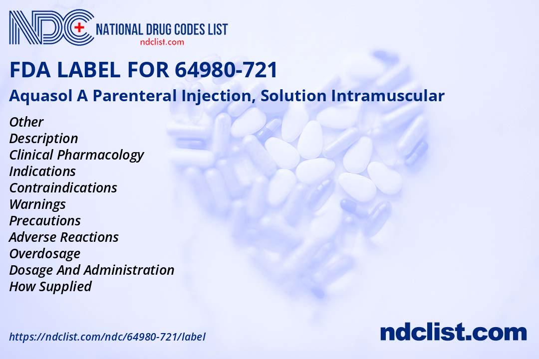Aquasol A Parenteral - FDA Label NDC 64980-721