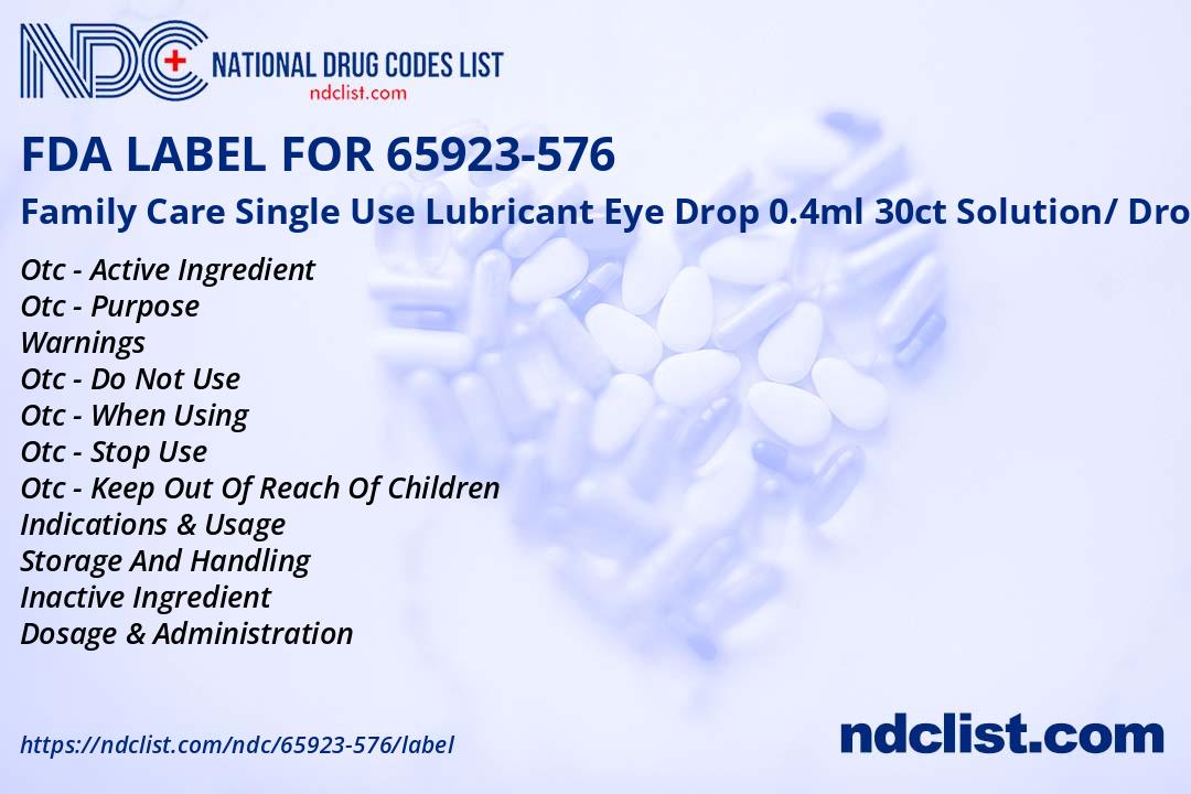 Family Care Single Use Lubricant - FDA Label NDC 65923-576