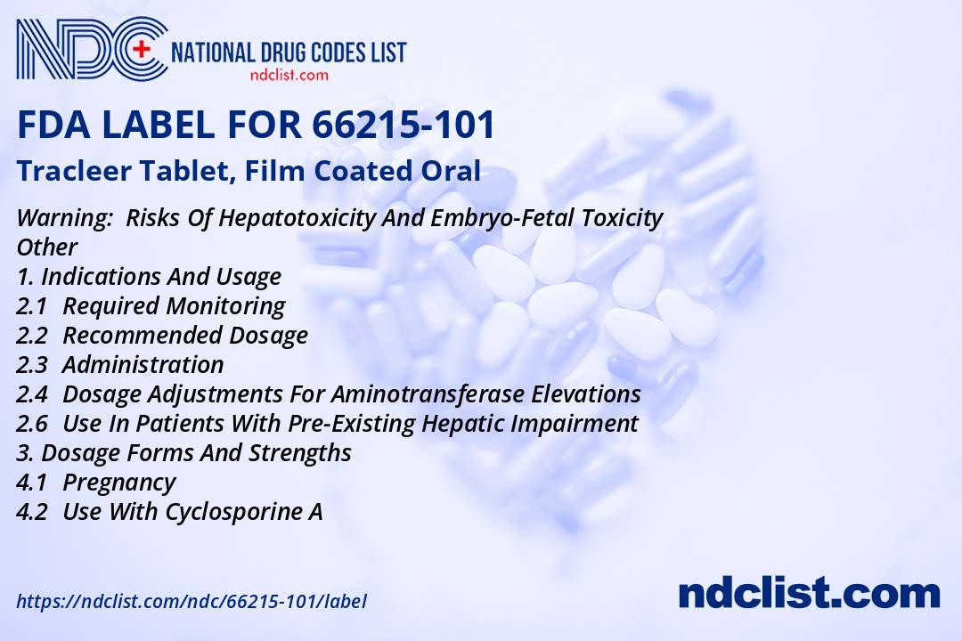Tracleer J Code FDA Label for Tracleer Tablet, Film Coated Oral - Indications, Usage ...