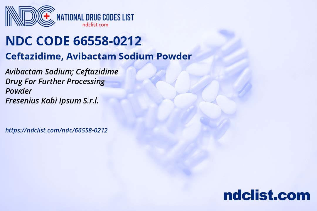 NDC 66558-0212 Ceftazidime, Avibactam Sodium Powder