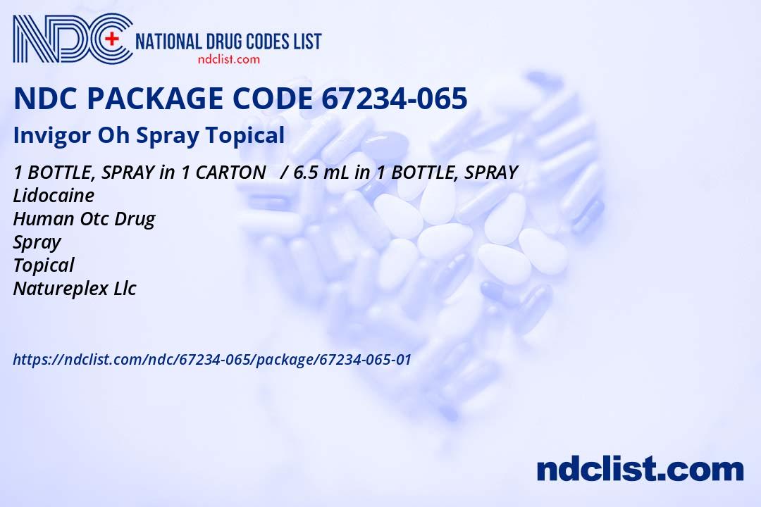 NDC Package 67234-065-01 Invigor Oh Spray Topical