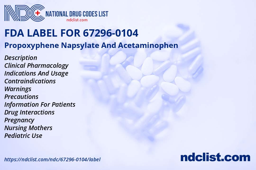 FDA Label for Propoxyphene Napsylate And Acetaminophen Indications