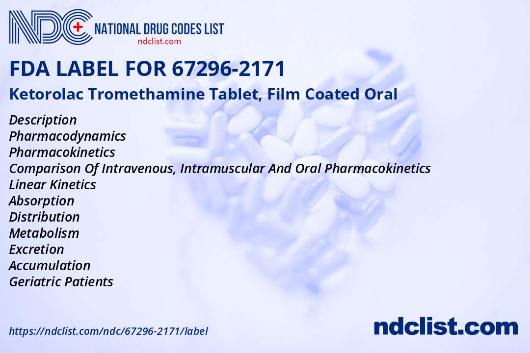 Ketorolac Tromethamine- FDA Label NDC67296-2171