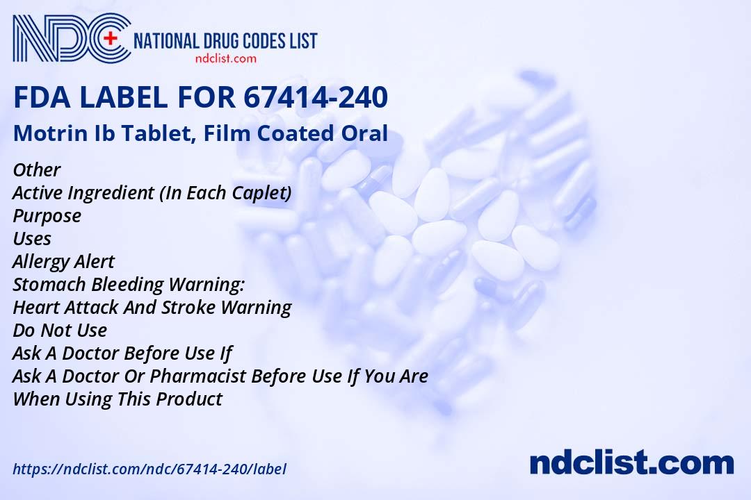Motrin Ib Tablet, Film Coated FDA Label - NDC 67414-240