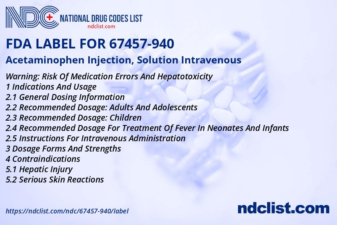 FDA Label for Acetaminophen Injection, Solution Intravenous