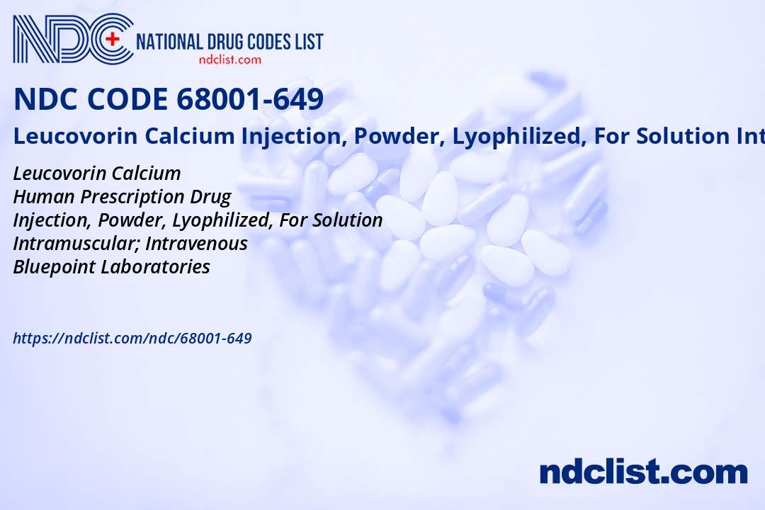 NDC 68001-649 Leucovorin Calcium Injection, Powder, Lyophilized, For ...