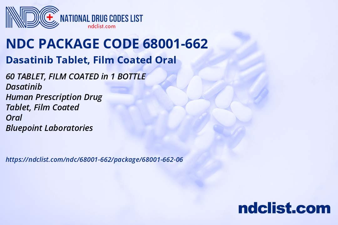 Dasatinib Tablet, Film Coated - NDC 68001-662-06