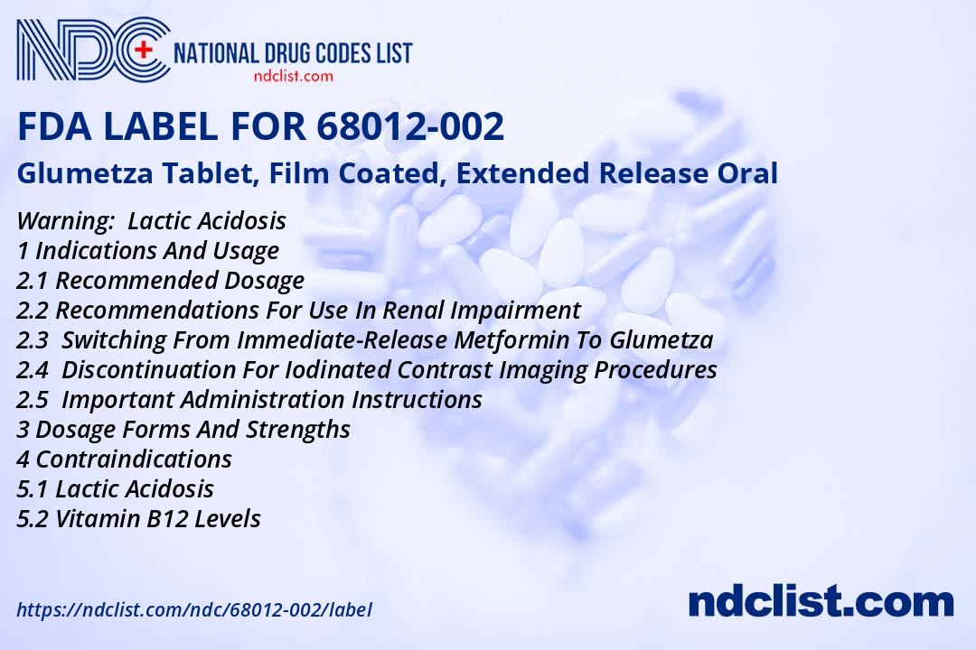 FDA Label for Glumetza Tablet, Film Coated, Extended Release Oral ...