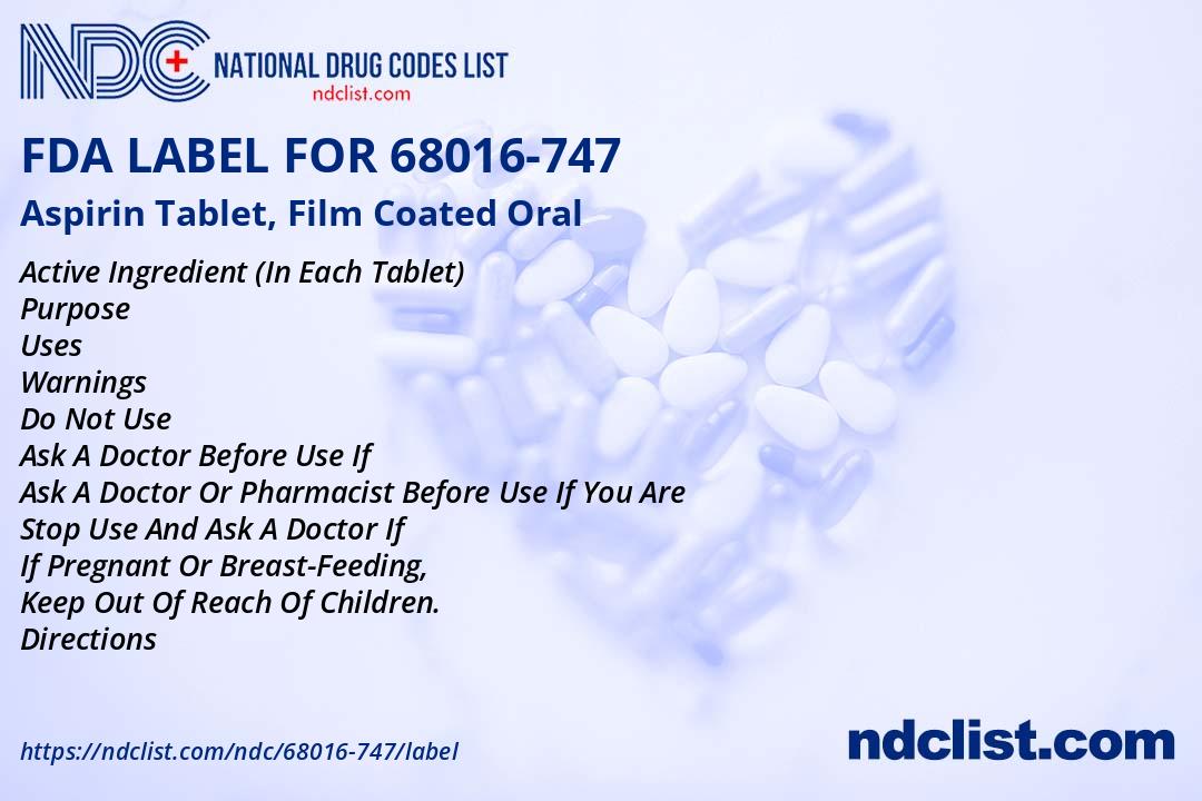 FDA Label for Aspirin Tablet, Film Coated Oral - Indications, Usage ...
