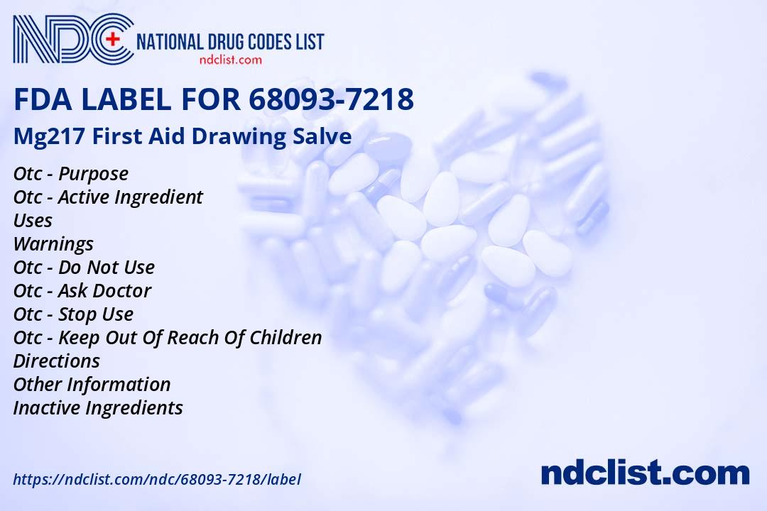 Fda Draw Mg217 First Aid Drawing Salve - FDA Label NDC 68093-7218
