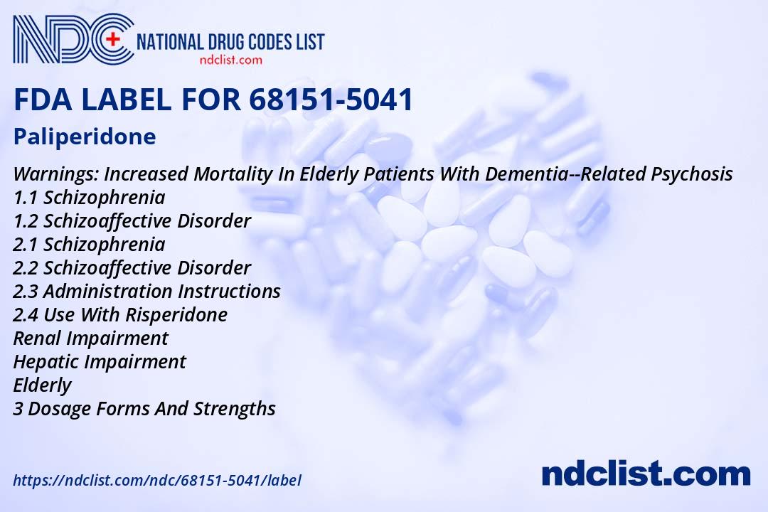 Paliperidone - FDA Label NDC 68151-5041