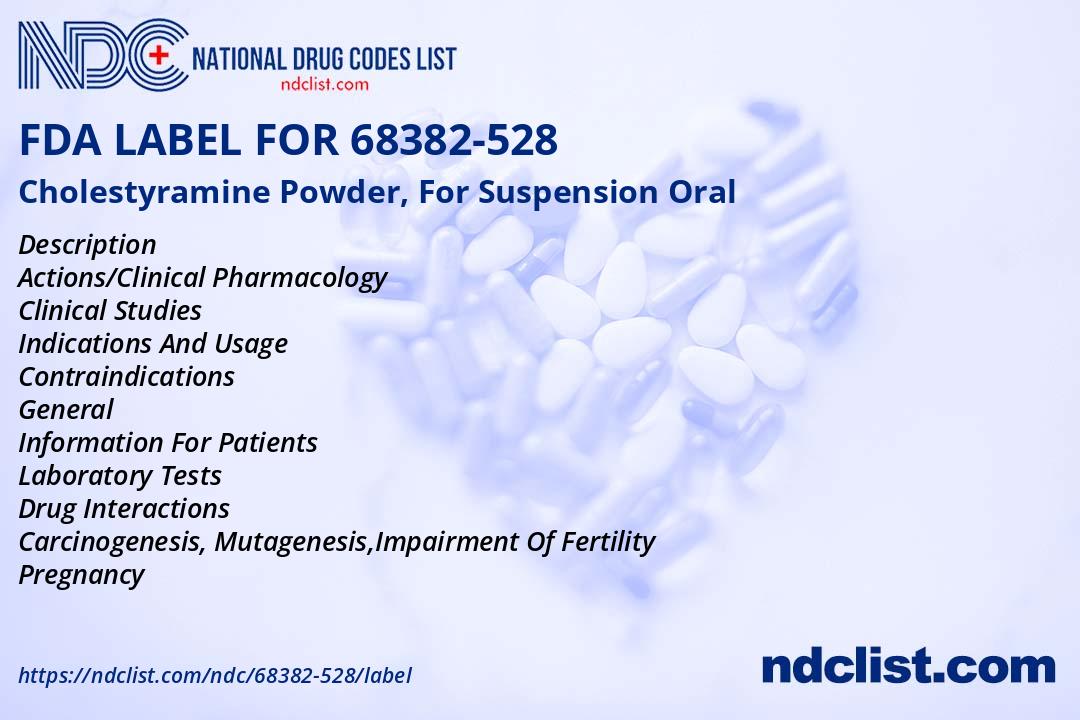 FDA Label for Cholestyramine Powder, For Suspension Oral Indications