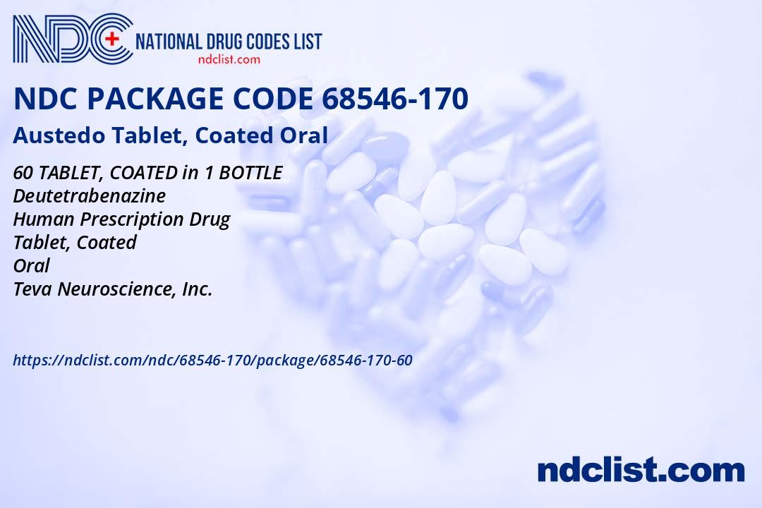 NDC Package 68546-170-60 Austedo Tablet, Coated Oral