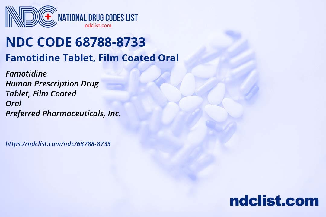 NDC 68788-8733 Famotidine Tablet, Film Coated Oral