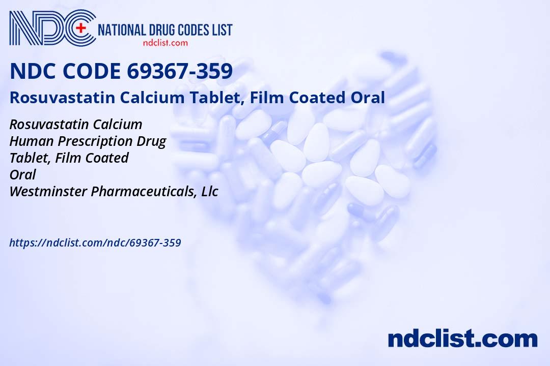 693 Tablets Rosuvastatin Calcium Tablet, Film Coated- NDC69367-359