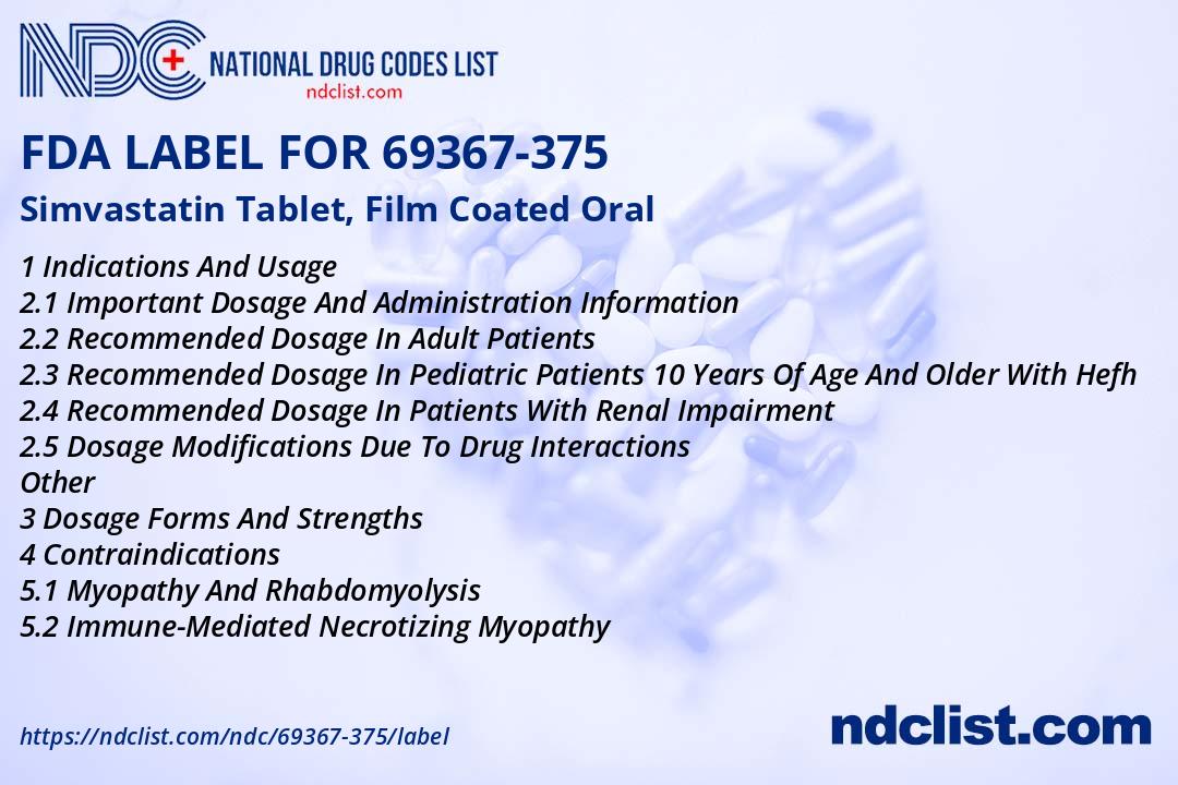 693 Tablets FDA Label for Simvastatin Tablet, Film Coated Oral - Indications, Usage ...