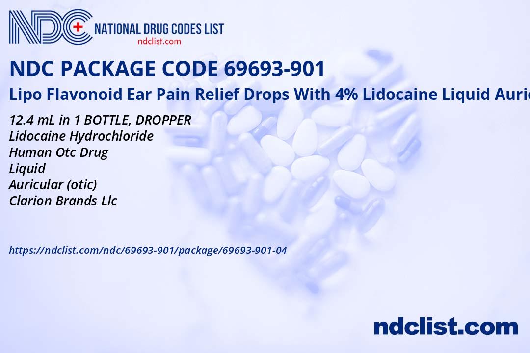 NDC Package 69693-901-04 Lipo Flavonoid Ear Pain Relief Drops With 4% ...