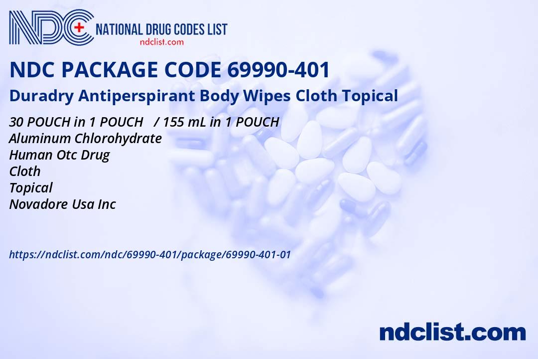 Duradry Antiperspirant Wipes- NDC69990-401-01