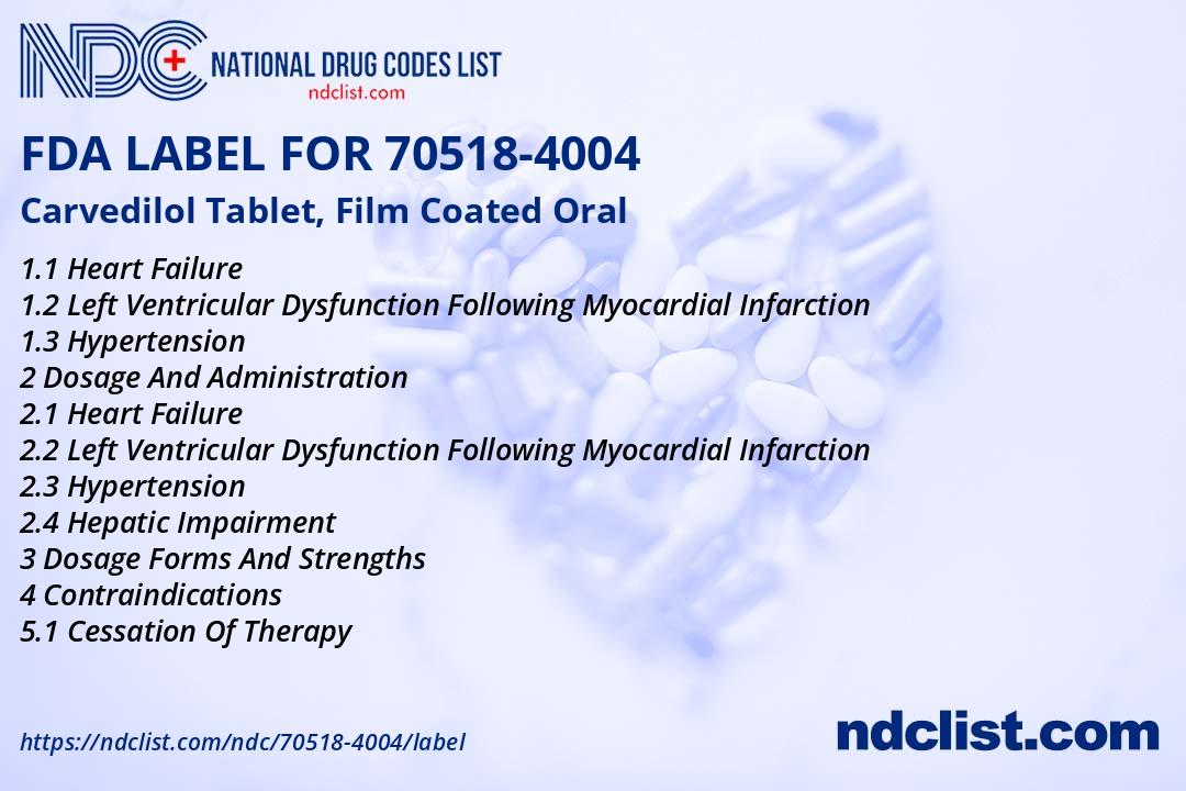 FDA Label for Carvedilol Tablet, Film Coated Oral Indications, Usage