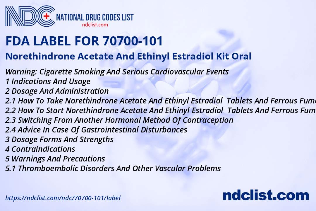 FDA Label for Norethindrone Acetate And Ethinyl Estradiol Kit Oral