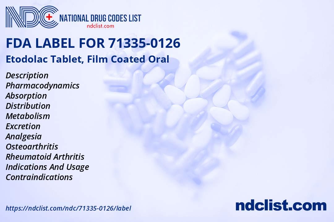 Etodolac Tablet, Film Coated- FDA Label NDC71335-0126