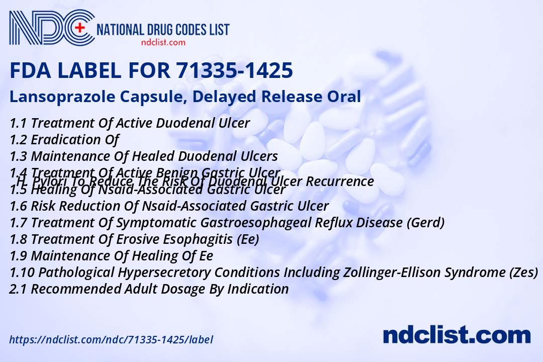 FDA Label for Lansoprazole Capsule, Delayed Release Oral - Indications ...
