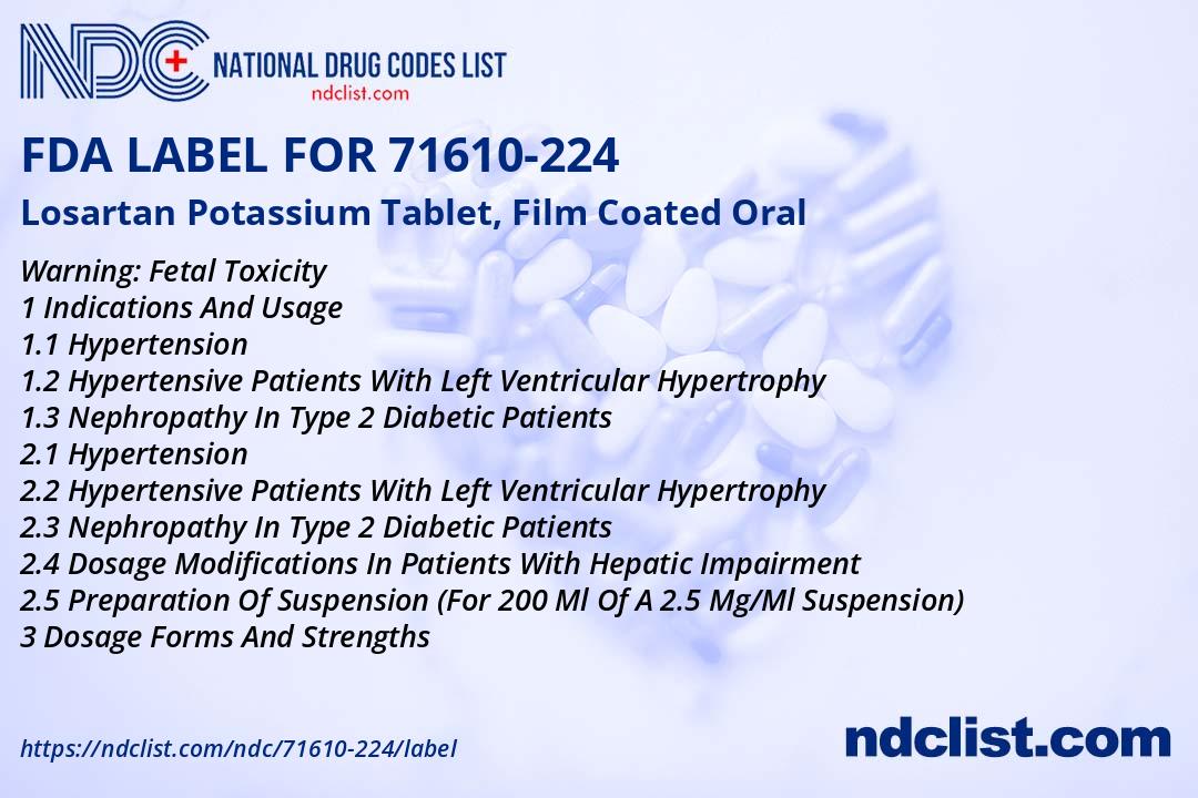 FDA Label for Losartan Potassium Tablet, Film Coated Oral - Indications ...