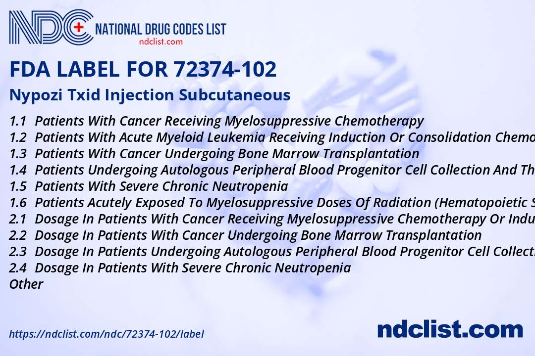 Non Pyrogenic Injection Label Nypozi Injection FDA Label - NDC 72374-102