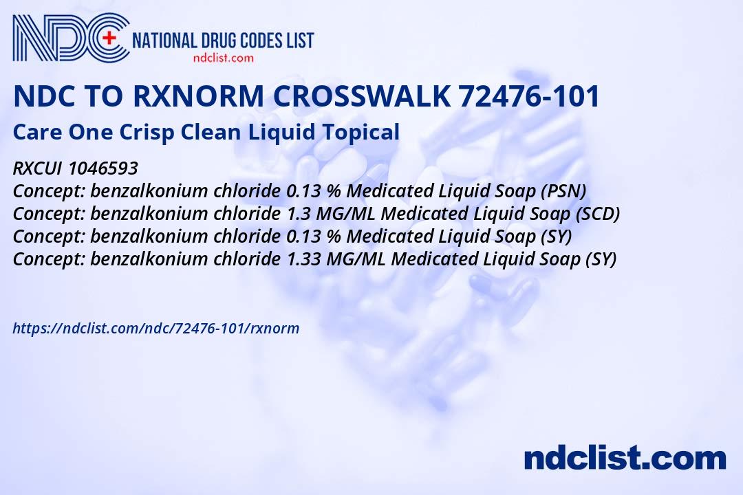 Care One Crisp Clean Liquid- RxNorm Crosswalk NDC72476-101