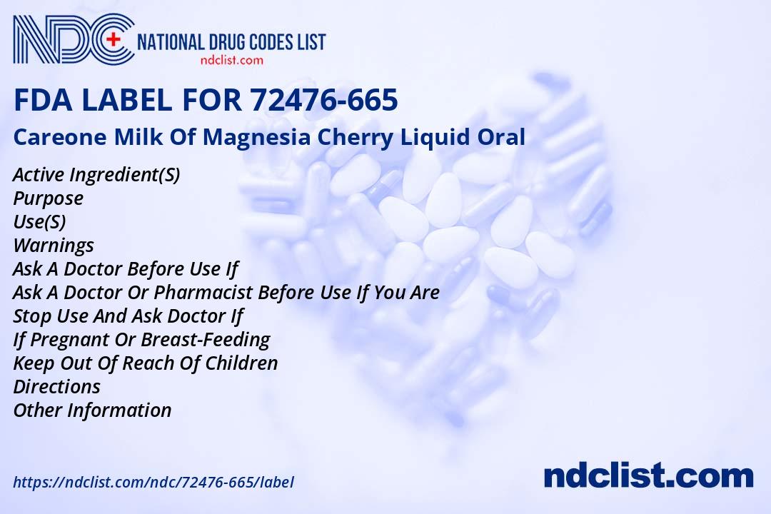 Careone Milk Of Magnesia Cherry FDA Label - NDC 72476-665