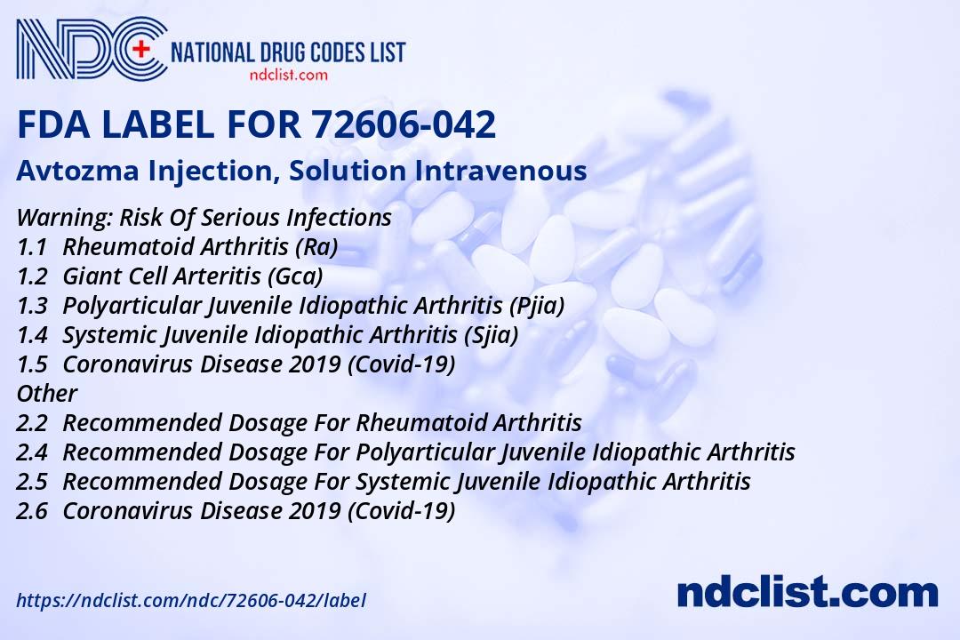Auto Injection Label Avtozma Injection, Solution- FDA Label NDC72606-042