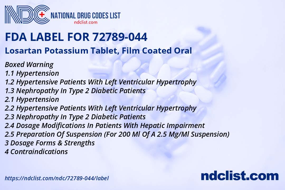 FDA Label for Losartan Potassium Tablet, Film Coated Oral - Indications ...