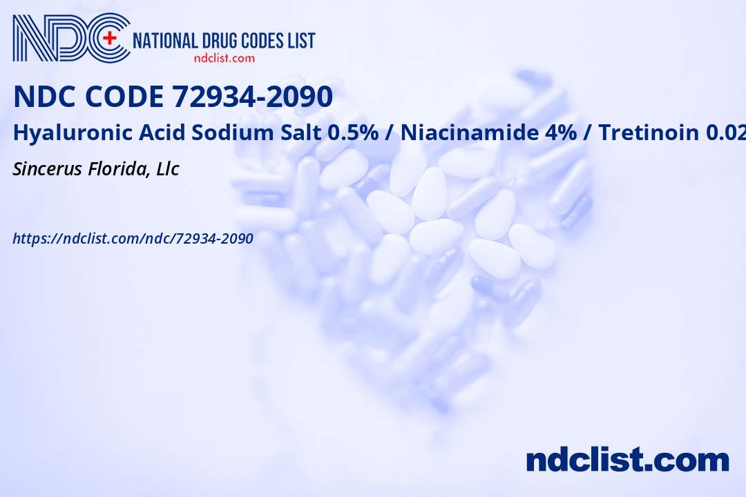 NDC 729342090 Hyaluronic Acid Sodium Salt 0.5 / Niacinamide 4