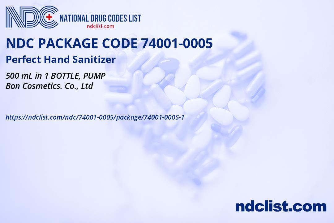 NDC Package 74001-0005-1 Perfect Hand Sanitizer