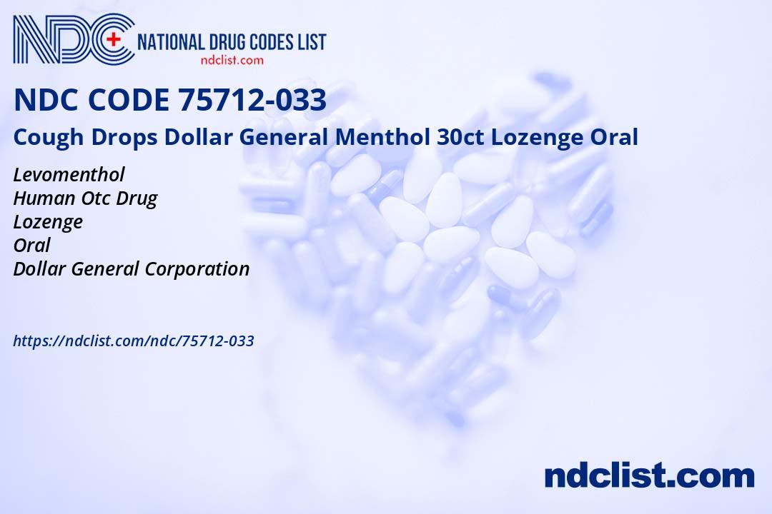 NDC 75712033 Cough Drops Dollar General Menthol 30ct Lozenge Oral