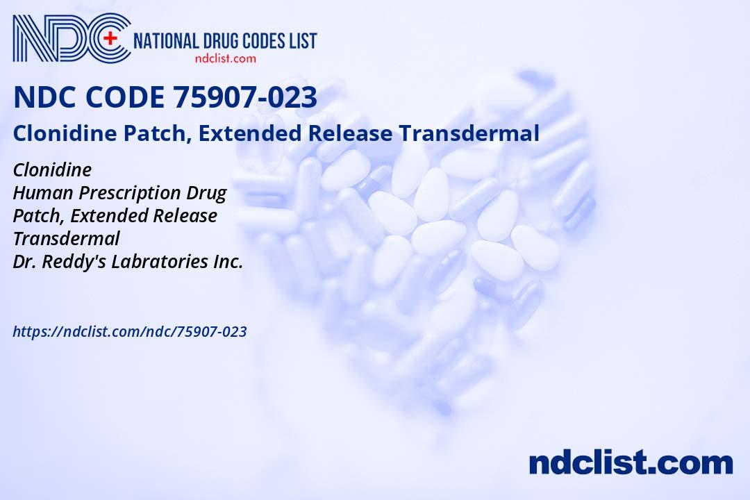 NDC 75907023 Clonidine Patch, Extended Release Transdermal