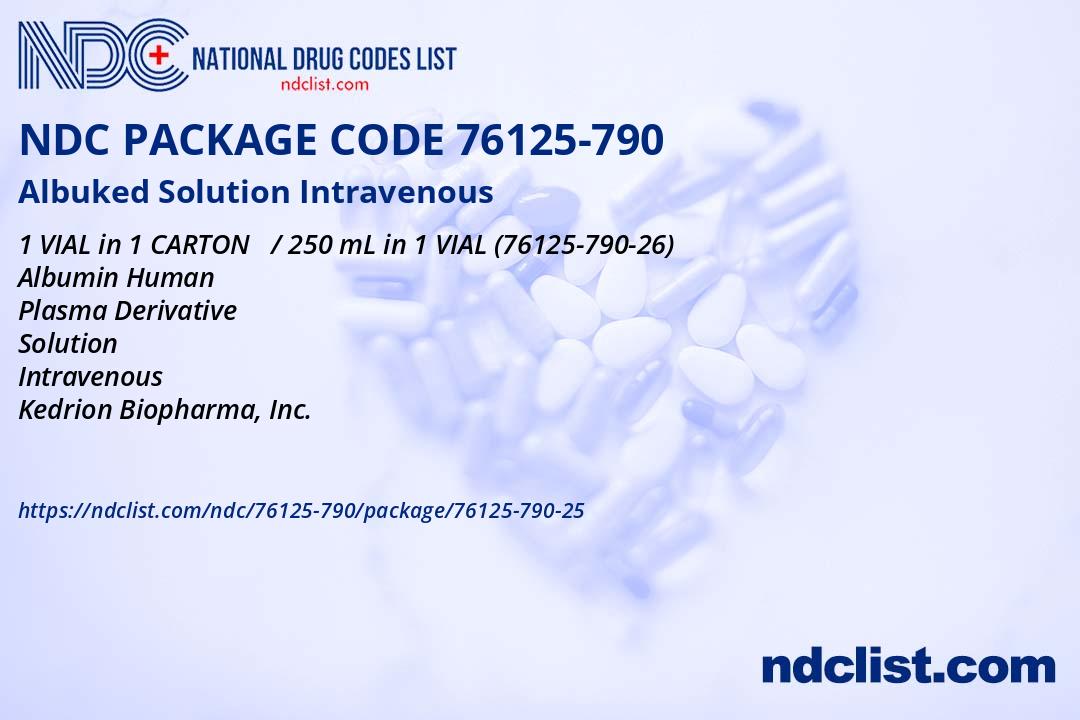 NDC Package 76125-790-25 Albuked Solution Intravenous
