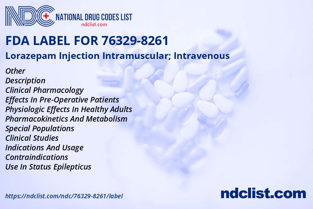 Lorazepam Injection FDA Label - NDC 76329-8261