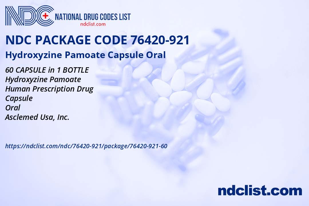 NDC Package 76420-921-60 Hydroxyzine Pamoate Capsule Oral