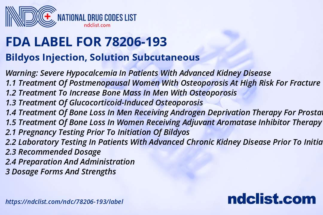 Bildyos Injection, Solution- FDA Label NDC78206-193