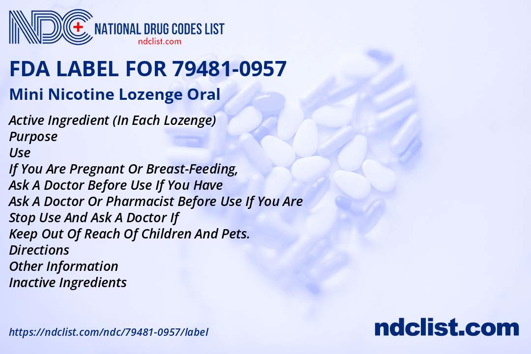 FDA Label for Mini Nicotine Lozenge Oral - Indications, Usage & Precautions