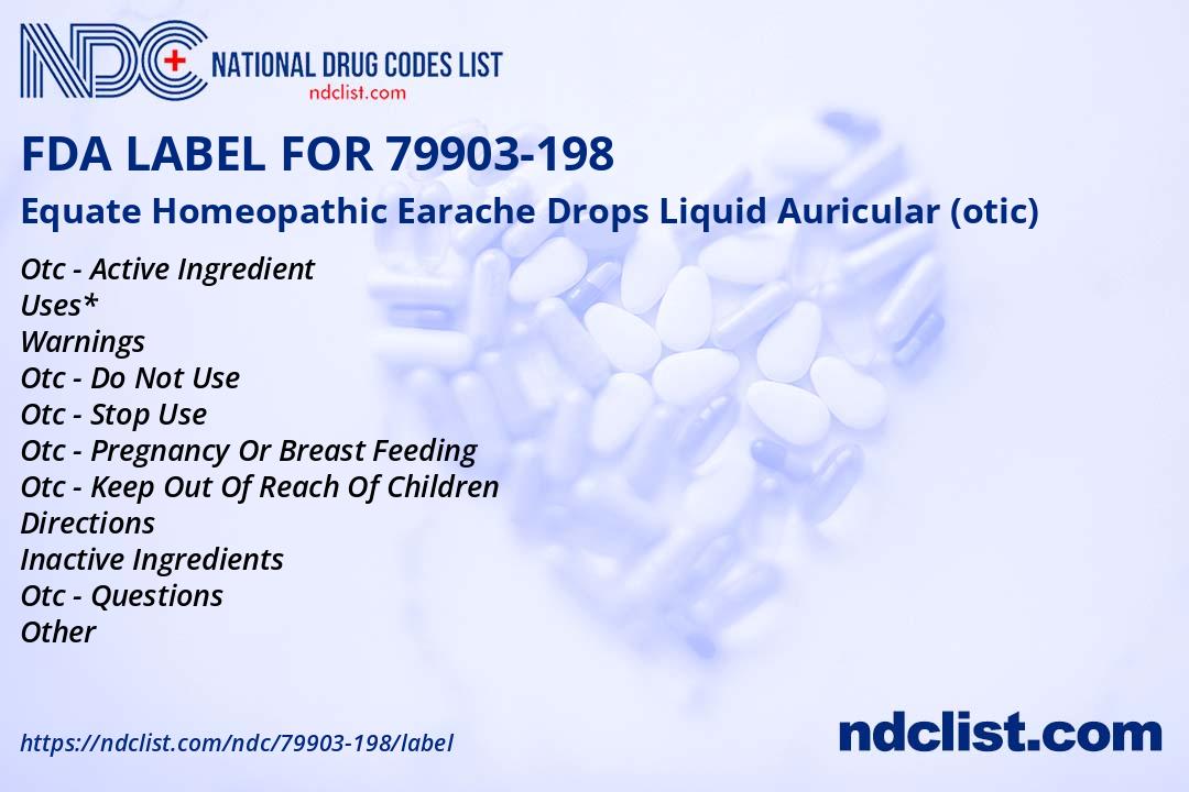 FDA Label for Equate Homeopathic Earache Drops Liquid Auricular (otic