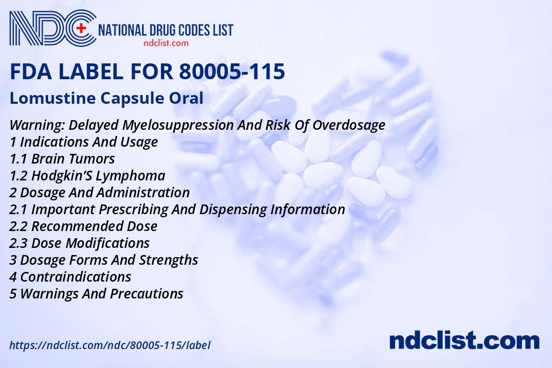 Lomustine Capsule FDA Label - NDC 80005-115