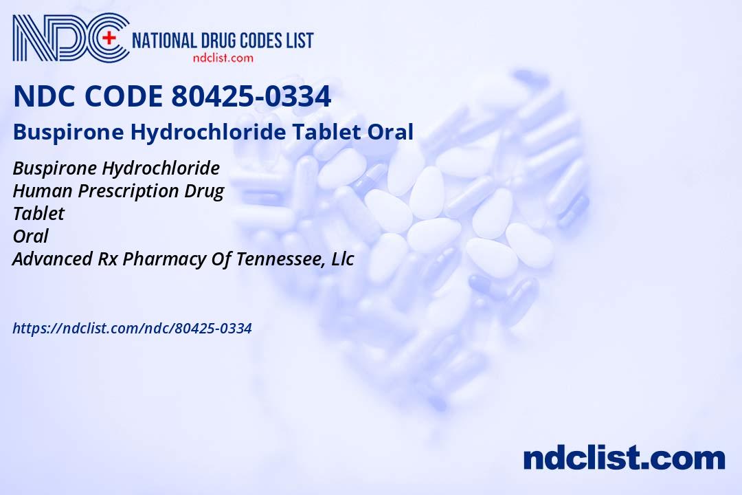 NDC 80425-0334 Buspirone Hydrochloride Tablet Oral