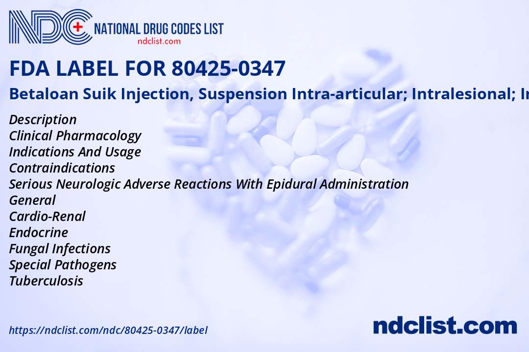 Labal Injection FDA Label for Betaloan Suik Injection, Suspension Intra-articular ...
