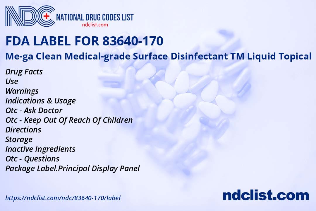 Surface Rx Label Me-ga Clean Medical-grade Surface- FDA Label NDC83640-170