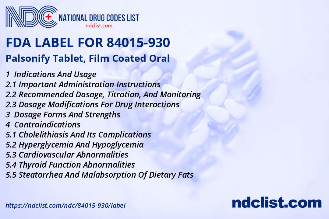 Palsonify Palsonify Tablet, Film Coated FDA Label - NDC 84015-930