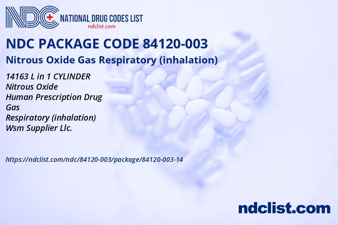 NDC Package 8412000314 Nitrous Oxide Gas Respiratory (inhalation)