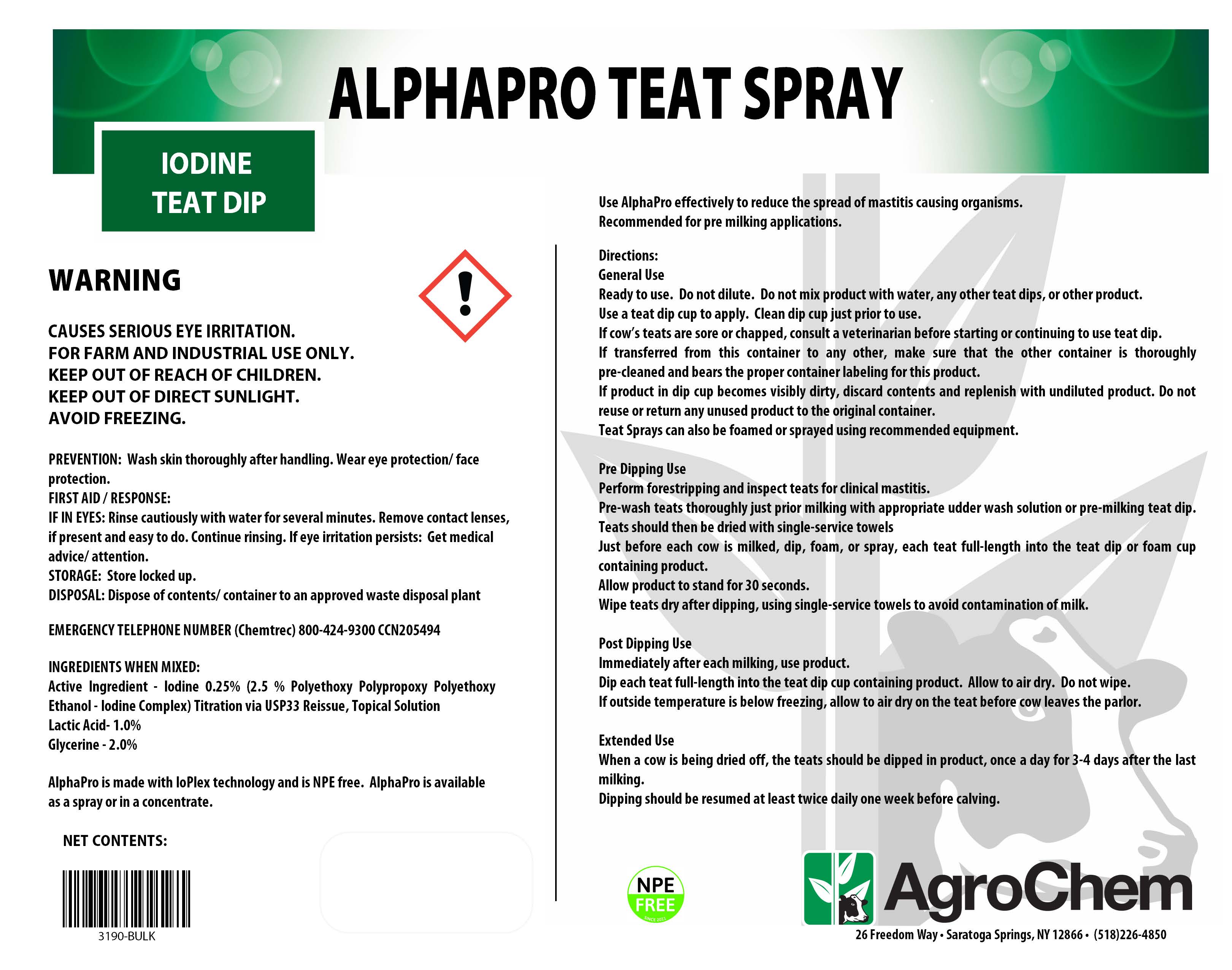 3190 BULK Alpha Pro Teat Spray