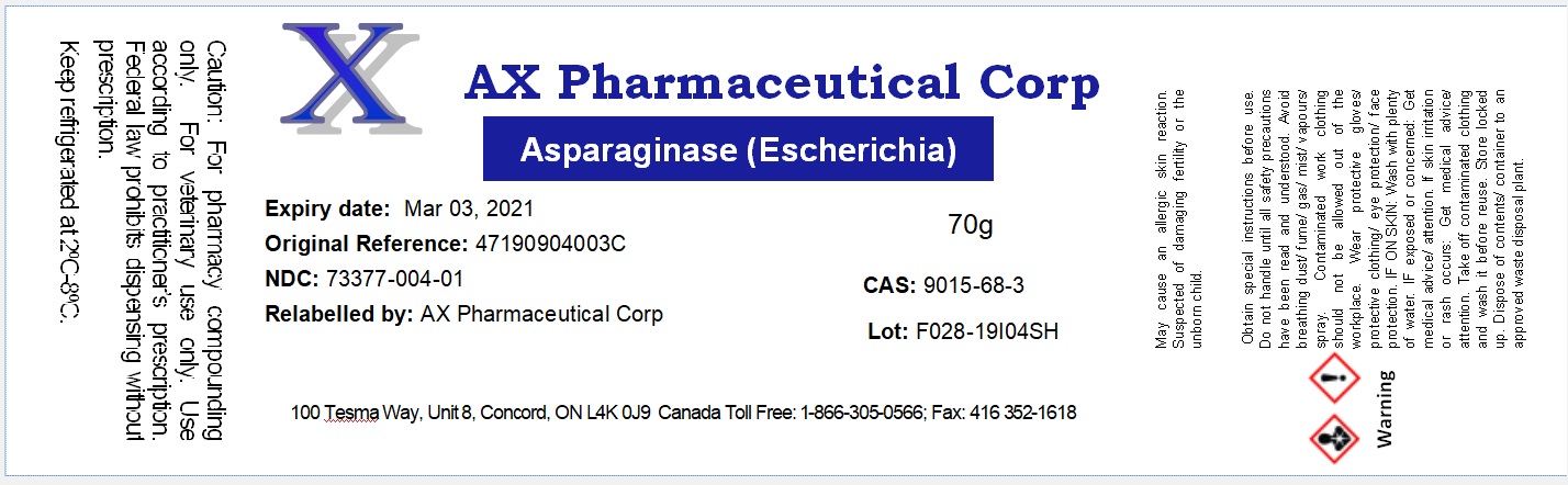 Asparaginase (Escherichia) 70g  Vet F028 19I04SH label